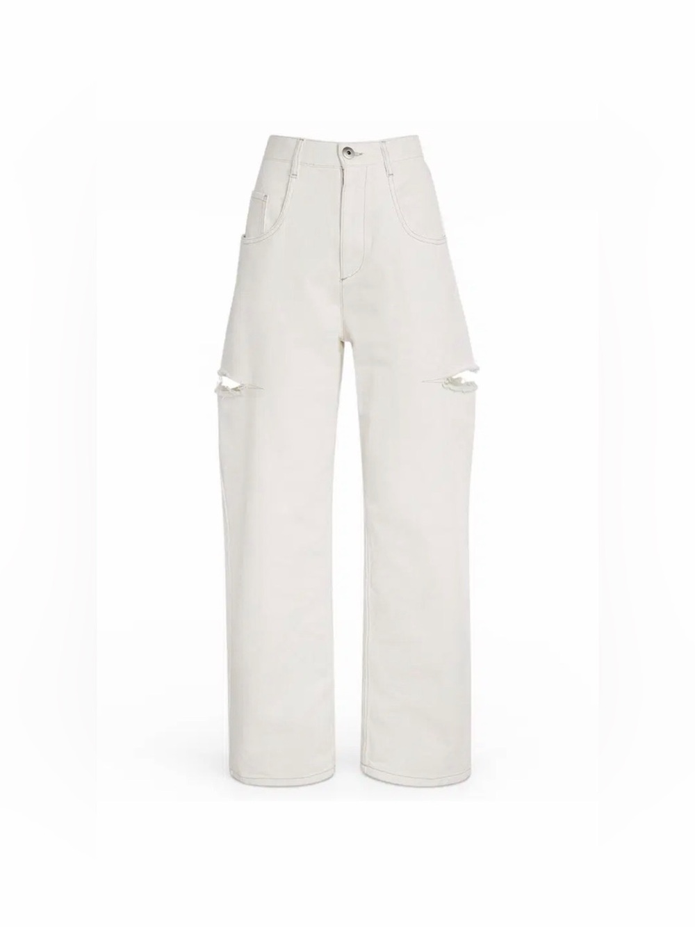 $895 MAISON MARGIELA CUT-OUT WIDE LEG WHITE JEANS SIZE 40